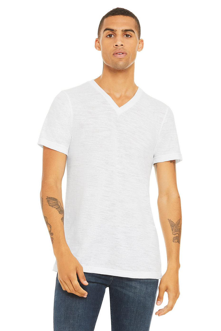 Bella + Canvas 3005 Unisex Jersey Short-Sleeve V-Neck T-Shirt S White