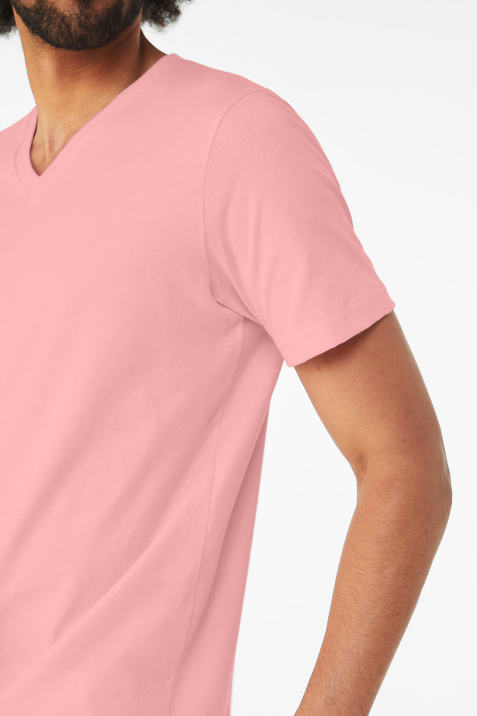 Men's pink blank T-shirt template,from two sides, natural shape on
