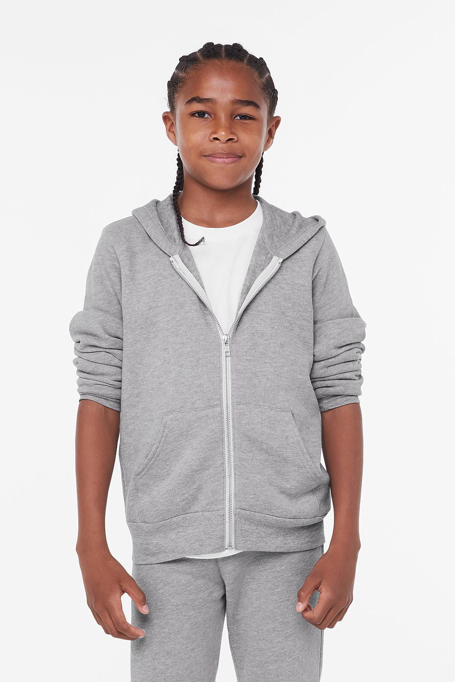Girls' Boxy Cropped Zip-Up Hoodie Sweatshirt - art class™ White XL