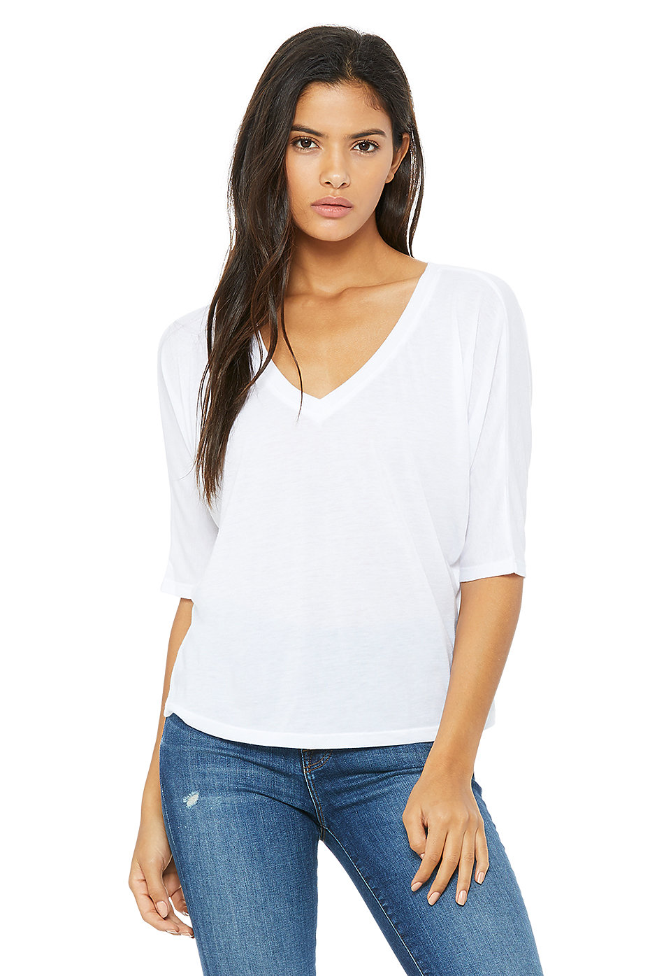 Flowy Boxy 1/2 Slv V-Neck Tee | Bella-Canvas | Bella Canvas